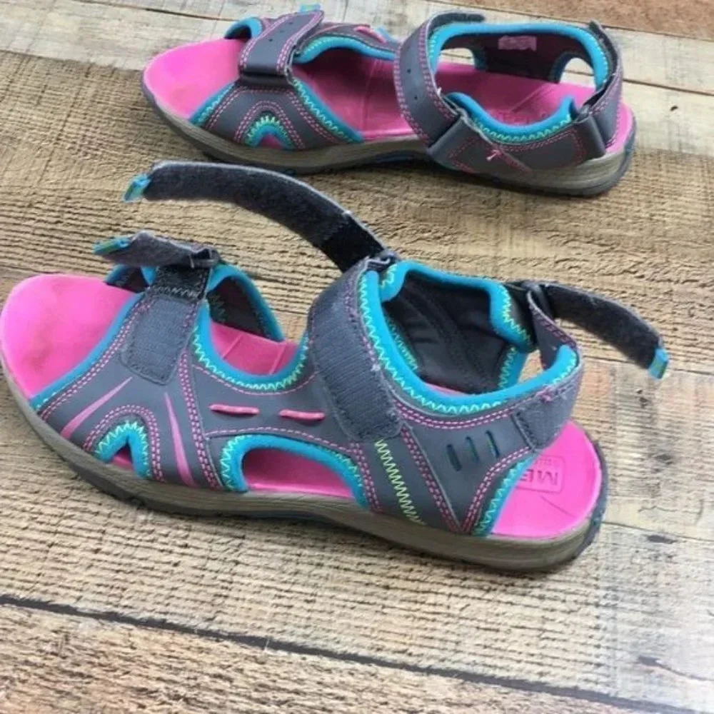 Merrell Gray Turquoise Leather Panther Sandals Unisex Boys Girls 6M‎